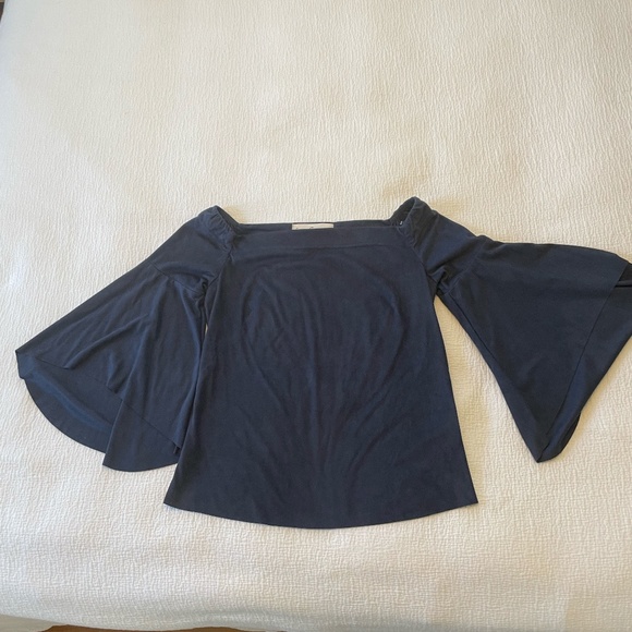 Sara Campbell off the shoulder navy ultra suede top - size small - Picture 1 of 2